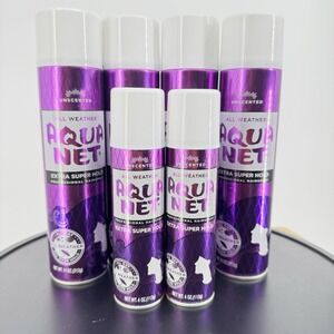 NOS Aqua Net Hair Spray Extra Super Hold Unscented 4-11 oz /2-4oz Long Lasting